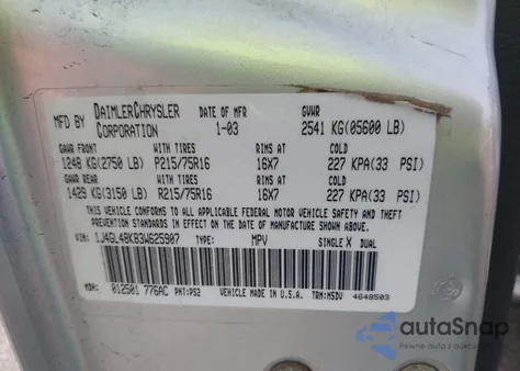 2003 Jeep Liberty Sport из США, поврежденный, VIN 1J4GL48K83W625907